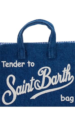 Pouch per smartphone in stile borsa tote in denim blu SAINT BARTH KIDS | PHONE00900436L
